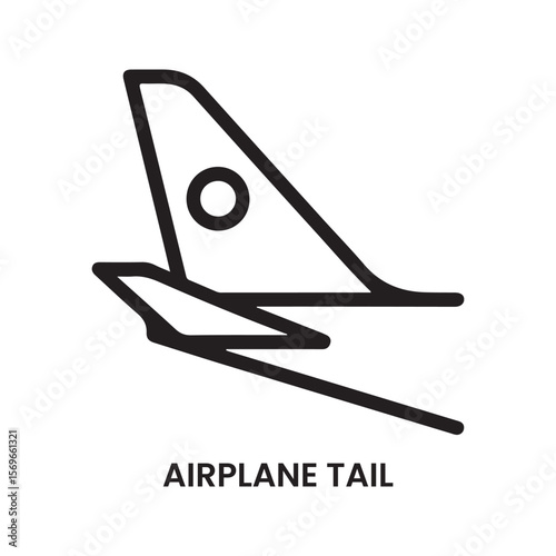 Airplane Tail Icon Black Outline Design vector