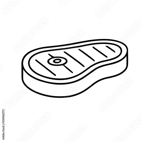 A simple line drawing of a grilled steak, showcasing grill marks and a central fat cap.