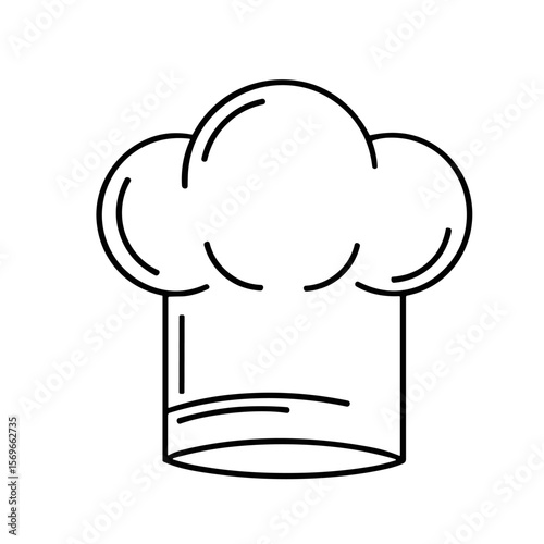 Simple black outline drawing of a chef's hat.