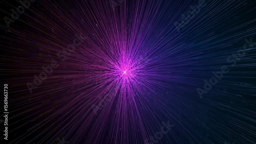 Vibrant abstract illustration of energy radiating outward in purple and blue hues.