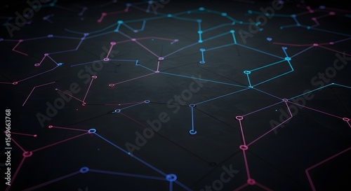 Abstract Network Connection Digital Nodes and Lines Interconnected