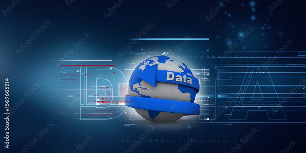 Fototapeta premium 3d rendering Data connected globe
