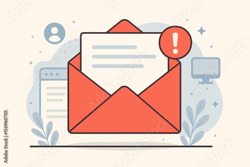 New email notification concept for business communication and digital marketing, inbox receiving electronic message alert, modern flat vector cartoon illustration
