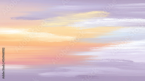Soft peach and lavender gradient abstract paint with smooth brush strokes blending warm and cool tones, creating calm and soothing artistic background with pastel colors