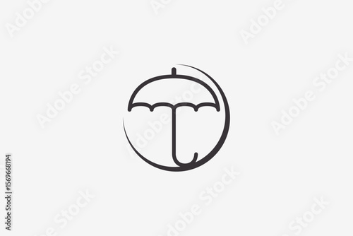 Minimalist line art umbrella logo