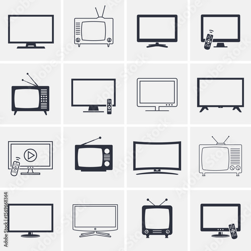 Modern and Retro TV icons set