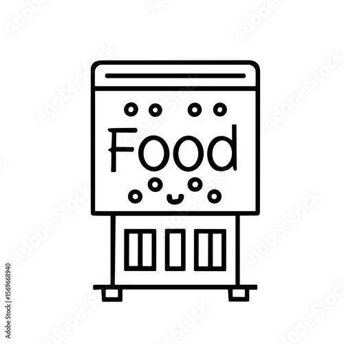 Simple line art illustration of a food dispenser machine, vending concept.