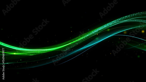 Black dark blue green emerald petrol teal lime yellow white abstract background. Color gradient ombre blend. Line stripe. Bright light flash glow glitter neon metallic. Noise grain mesh. Christmas
