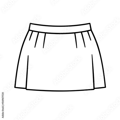 Simple black and white outline illustration of a pleated skirt garment.