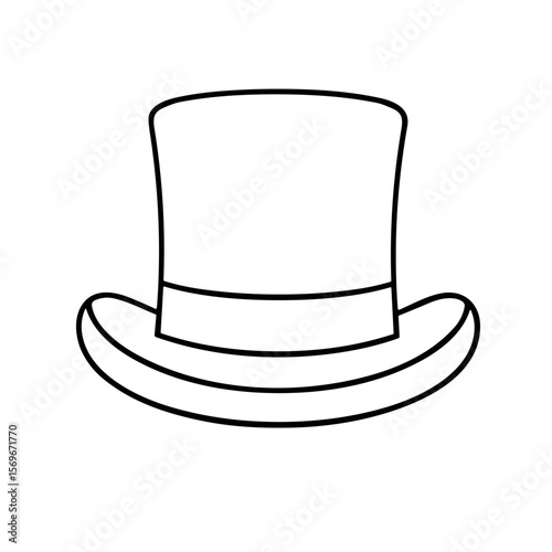 Simple black and white outline drawing of a top hat.