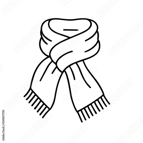 Simple line drawing of a warm, cozy scarf, neatly draped and styled.