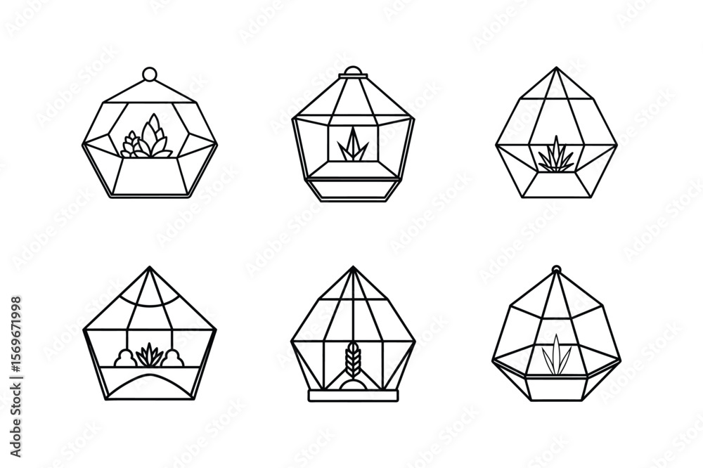 Fototapeta premium terrarium line art vector illustration