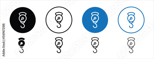 Set of pixel perfect colored Weight-hanging icon, 1 Silhouette, 1 unexpanded, Hanging scale weight icon for measuring loads in gyms or warehouses.