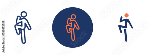 Set of pixel perfect colored aerobics exercise icon, 1 Silhouette, 1 unexpanded, Aerobics fitness icon of a person exercising to stay fit.