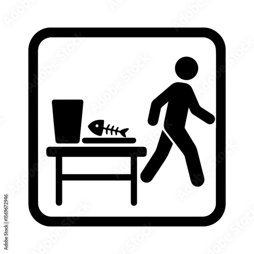Tray return station – food court tray and food scrap return icon
