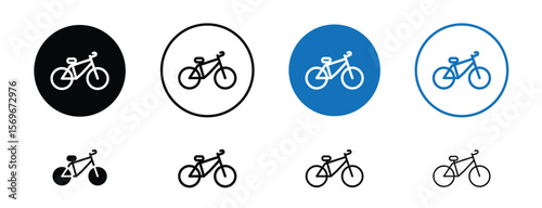 Set of pixel perfect colored Bike icon, 1 Silhouette, 1 unexpanded, Bike icon representing cycling as a sport and transportation.