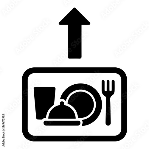 Tray return station – food court tray and food scrap return icon

