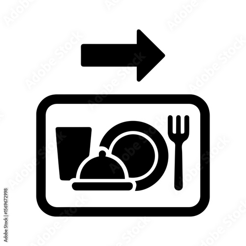 Tray return station – food court tray and food scrap return icon
