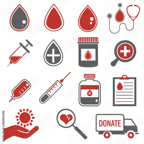 blood transfusion icon set dripped blood donor life charity donation volunteer vector illustration