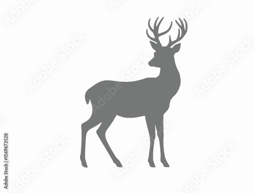 A deer silhouette with long horns 