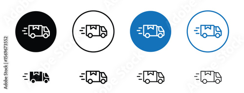 Set of pixel perfect colored Deliver icon, 1 Silhouette, 1 unexpanded, Deliver icon representing shipment or distribution.