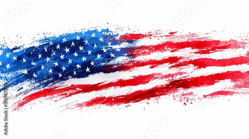 Watercolor Style American Flag Illustration for Independence Day Celebration
