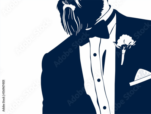 A groom  black and white vector illustration 