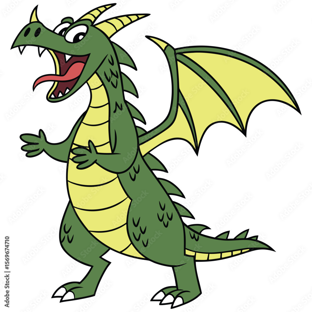 Fototapeta premium cartoon Dragon design for logo, t-shirt, tattoo, cards illustration vector design.
