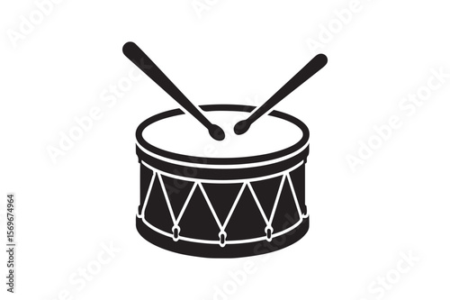drumstick and drum icon silhouette vector art illustration on white background
