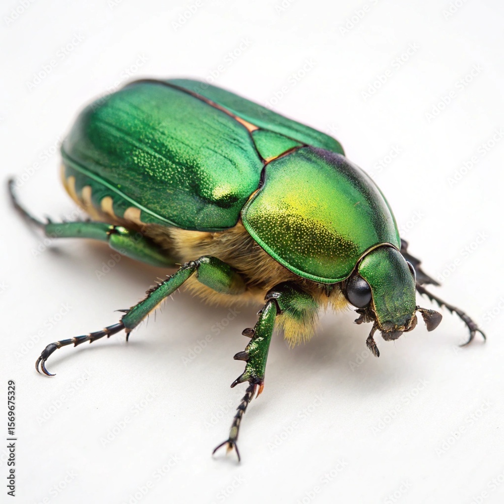 Naklejka premium green beetle on white background