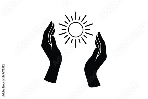healing hands silhouette vector art illustration on white background
