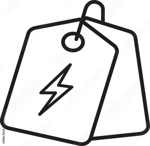 Sustainable price tag icon with lightning bolt representing green product labeling and energy-efficient solutions with transparent background