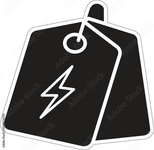 Sustainable price tag icon with lightning bolt representing green product labeling and energy-efficient solutions with transparent background