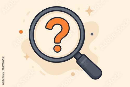 Magnifying Glass with Question Mark Icon. Search for Answers, Find Information, Curiosity, Discover Ideas, Problem Solving, Inquiry Concept. Modern Flat Vector Illustration