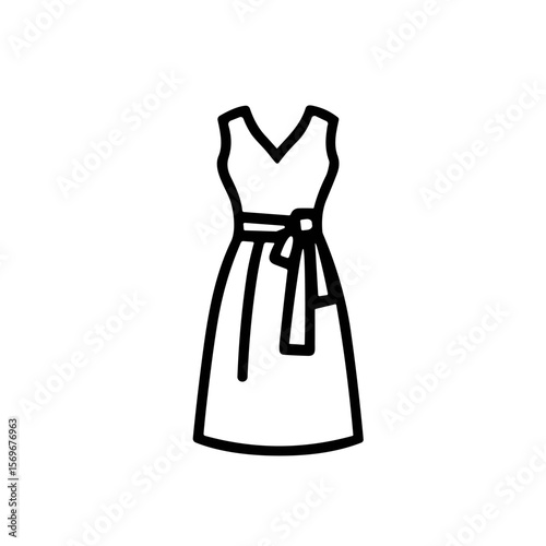 Elegant sleeveless dress with a V-neck and a tied waist.