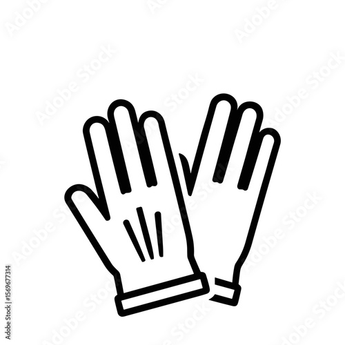 A pair of gloves depicted in a simple, black and white line drawing style.