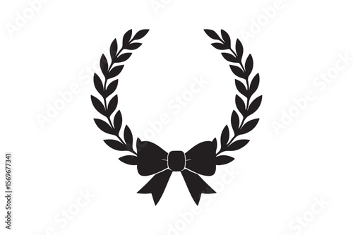 remembrance wreath silhouette vector art illustration on white background