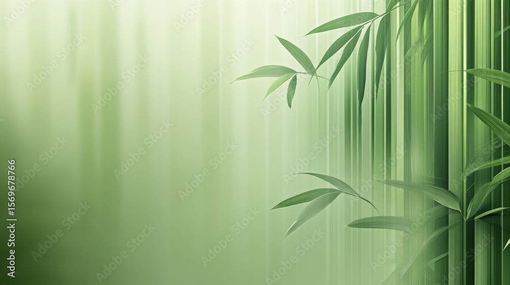Obraz premium Serene Green Bamboo Forest, A Calming and Natural Environment Illustration
