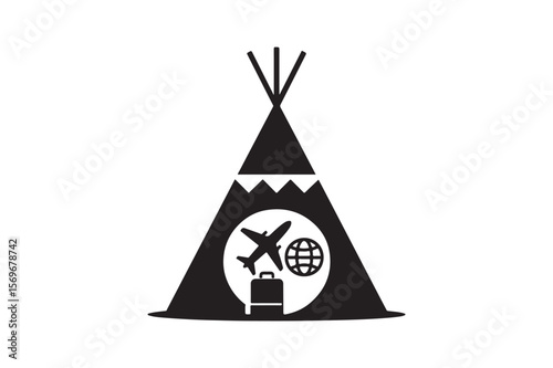 tipi silhouette vector art illustration on white background