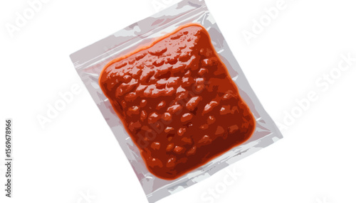 Red Sauce in a Plastic Sachet isolated on transparent background
