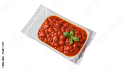 Red Sauce in a Plastic Sachet isolated on transparent background