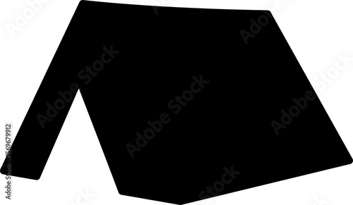 Tent camp silhouette black icon. Isolated tent outdoor military holiday camping vacation icon vector.