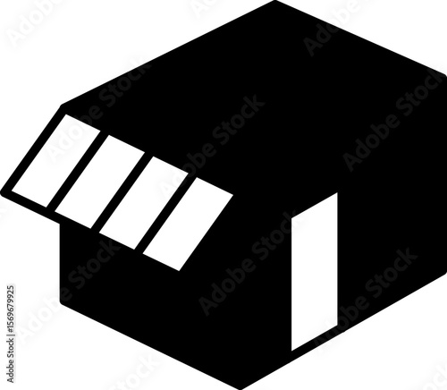 Tent camp silhouette black icon. Isolated tent outdoor military holiday camping vacation icon vector.