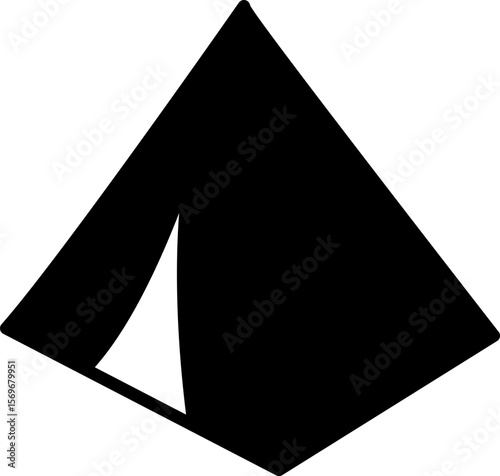 Tent camp silhouette black icon. Isolated tent outdoor military holiday camping vacation icon vector.