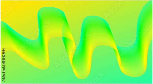 Wavy Blend Abstract Curved Background Yellow Green Colorful Design Vector Illustration