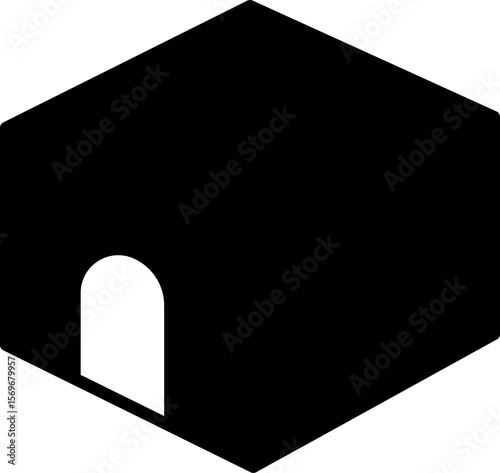 Tent camp silhouette black icon. Isolated tent outdoor military holiday camping vacation icon vector.