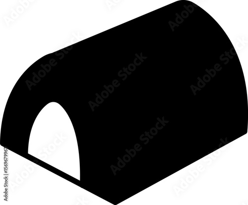 Tent camp silhouette black icon. Isolated tent outdoor military holiday camping vacation icon vector.