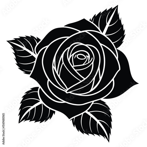 Minimalist Rose Silhouette Vector for Floral or Romantic Design