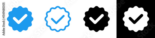 Blue tick check icon transparent png. social media verified badge vector sign