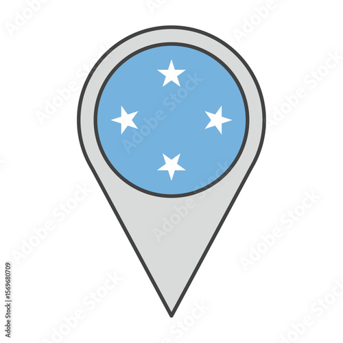 Vector illustration of a geolocation tag colored with the flag of the Federated States of Micronesia